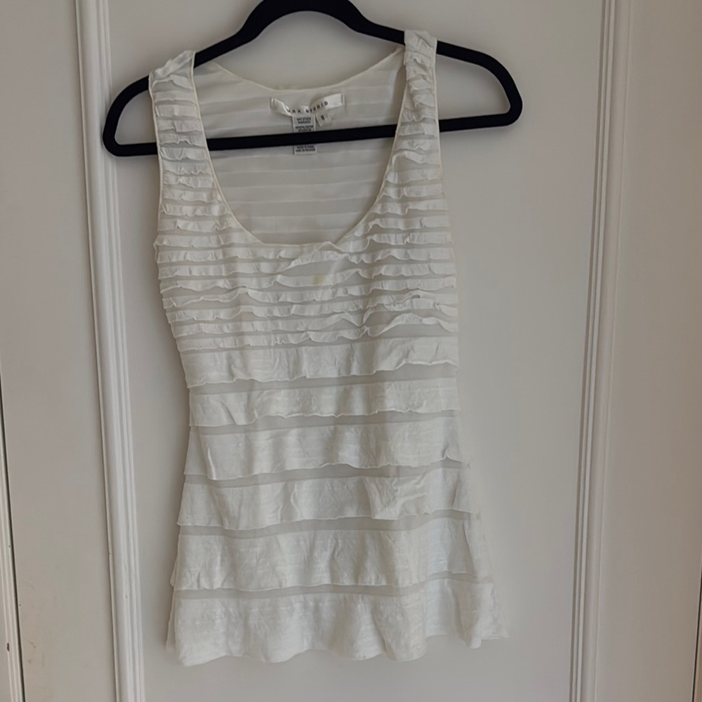 Cream Sleeveless Ruffled Tiered Tank Top